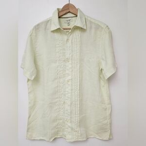 Banana Republic Garment Dye, Short Sleeves Shirt, 100% linen, Size M, limelight